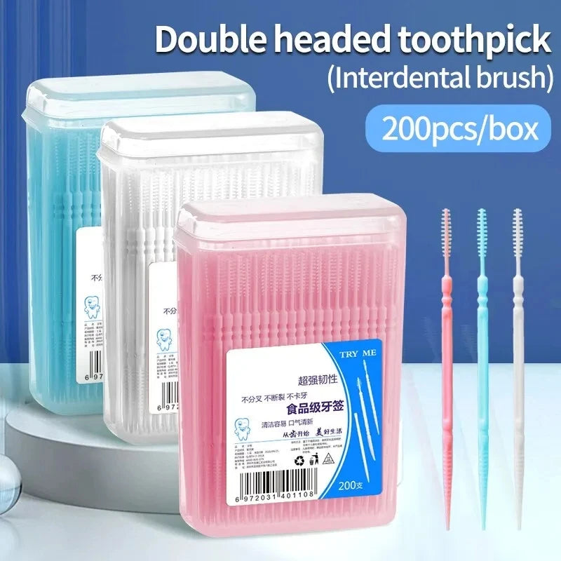 Interdental Brush, Original, 200 pcs, efficient Cleaning Between Teeth, Plaque Remover and Dental flosser for Small Gaps