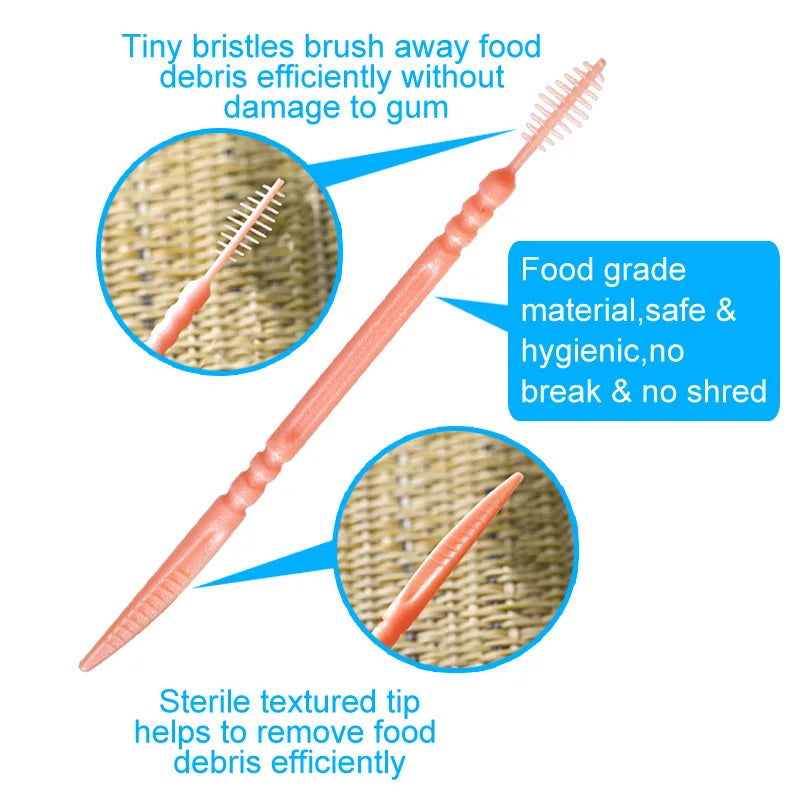 Interdental Brush, Original, 200 pcs, efficient Cleaning Between Teeth, Plaque Remover and Dental flosser for Small Gaps