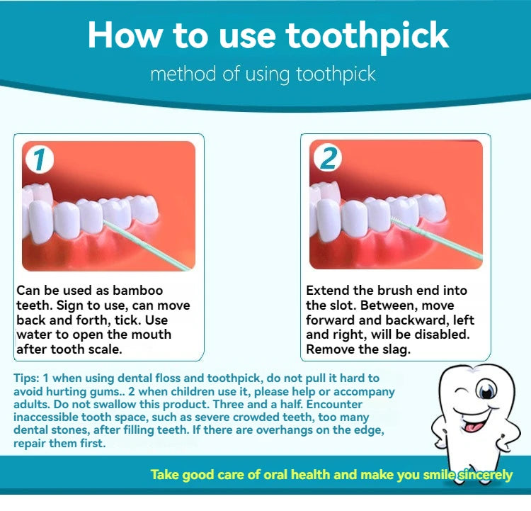 Interdental Brush, Original, 200 pcs, efficient Cleaning Between Teeth, Plaque Remover and Dental flosser for Small Gaps