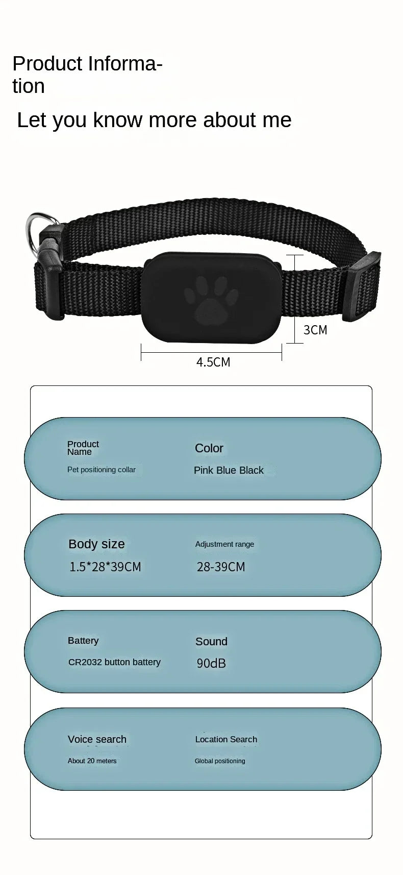 Roaring Mini GPS Pet Tracker Collar