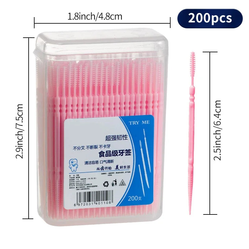 Interdental Brush, Original, 200 pcs, efficient Cleaning Between Teeth, Plaque Remover and Dental flosser for Small Gaps