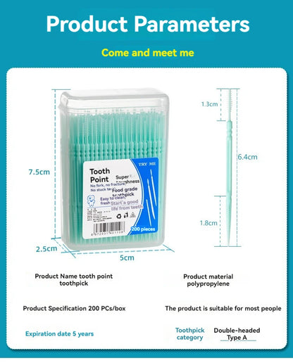 Interdental Brush, Original, 200 pcs, efficient Cleaning Between Teeth, Plaque Remover and Dental flosser for Small Gaps